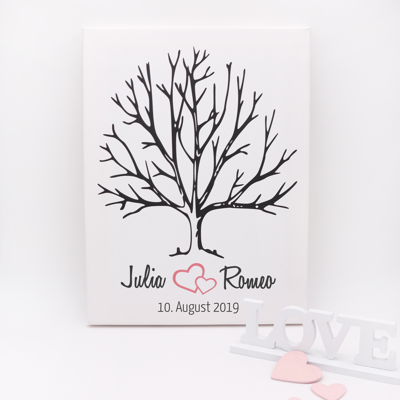 Personalisierter Hochzeitsbaum Fingerabdruck / Wedding Tree auf Leinwand - geeignet als Hochzeitsspiel oder Geschenk zur Hochzeit - Gästebuch Hochzeit