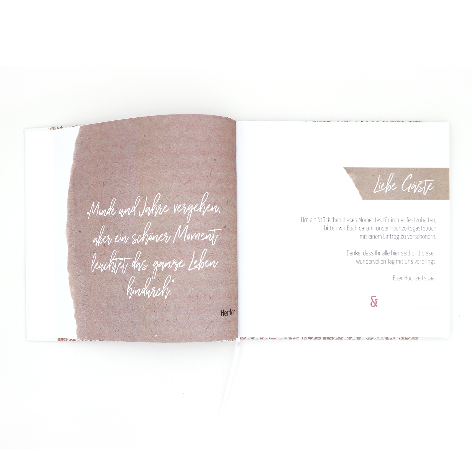 Gästebuch Hochzeit mit Fragen >Vintage< - Hardcover + Fadenheftung - 120 Seiten