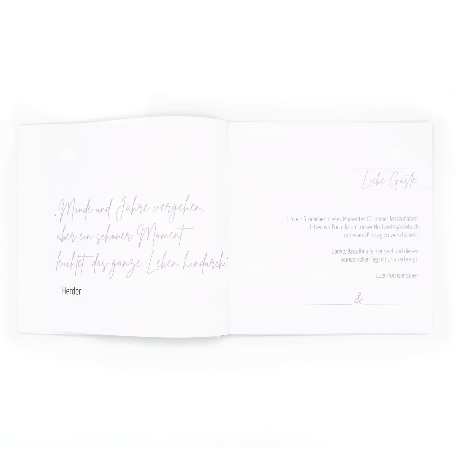 Gästebuch Hochzeit mit Fragen >Silber<  Hardcover + Fadenheftung + silberne Heissfolie - 120 Seiten