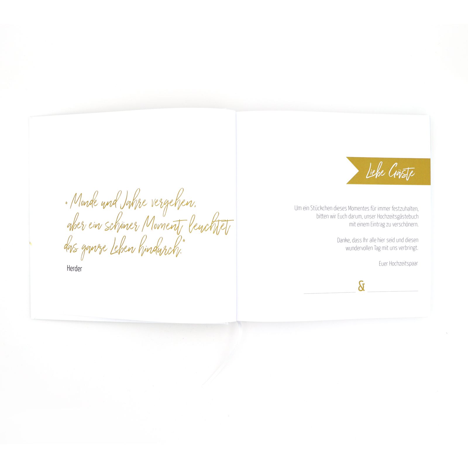 Gästebuch Hochzeit mit Fragen >Gold XL< - Hardcover + Fadenheftung - Gold Heissfolie - 200 Seiten